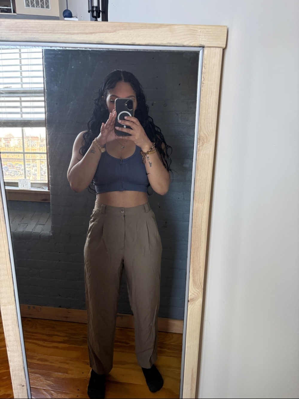 High-Rise Pleated Trousers in Taupe